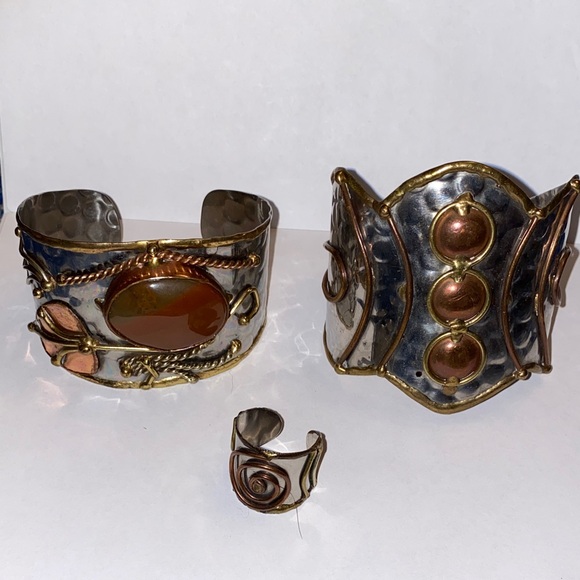 Jewelry - Mixed metal cuff bracelets and ring set